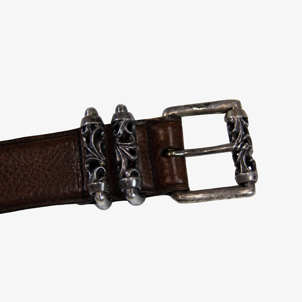 Chrome Hearts Sterling Silver Roller Leather Belt - Ākaibu Store