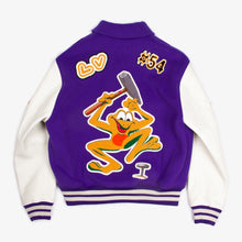 Load image into Gallery viewer, PURPLE MULTI PATCH VARSITY JACKET | 50