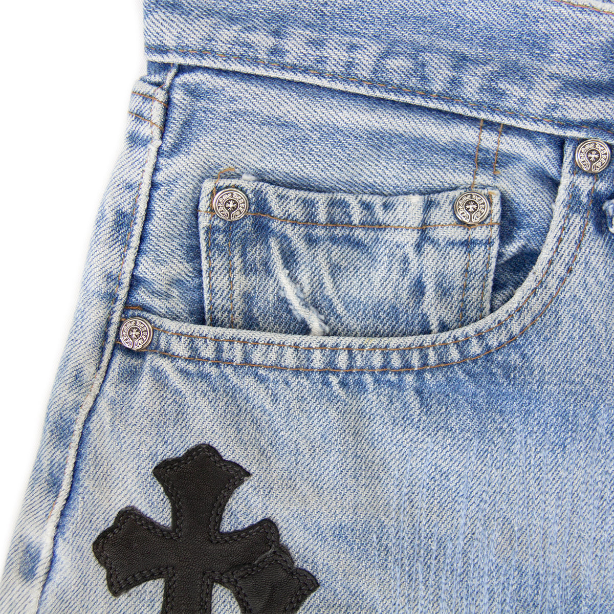 CHROME HEARTS LEATHER PATCHWORK DENIM – OBTAIND