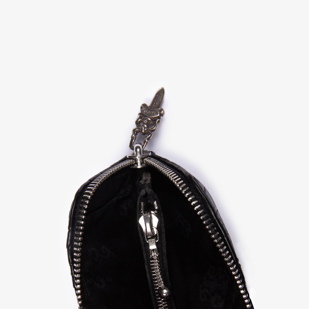 BLACK ALLIGATOR CROSS PATCH ZIP WALLET