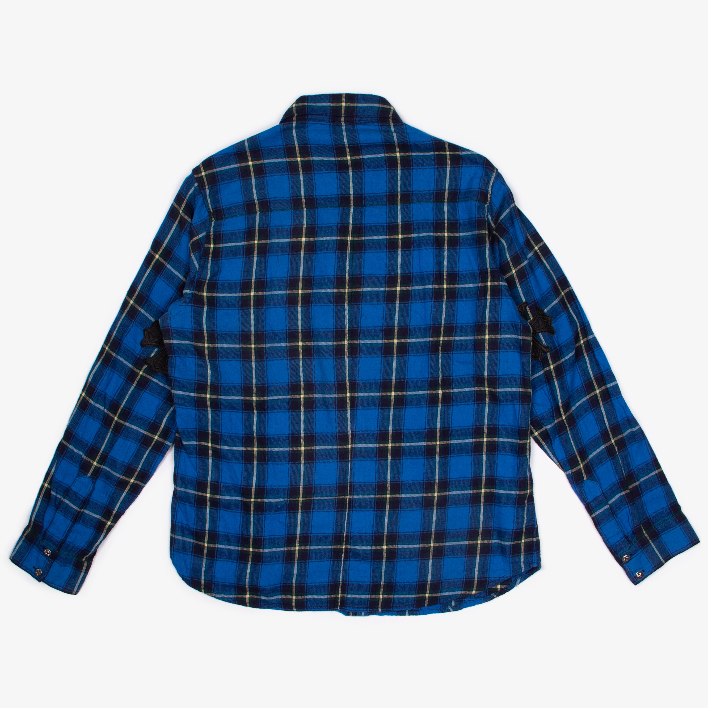 BLUE LEATHER PLUS PATCH FLANNEL