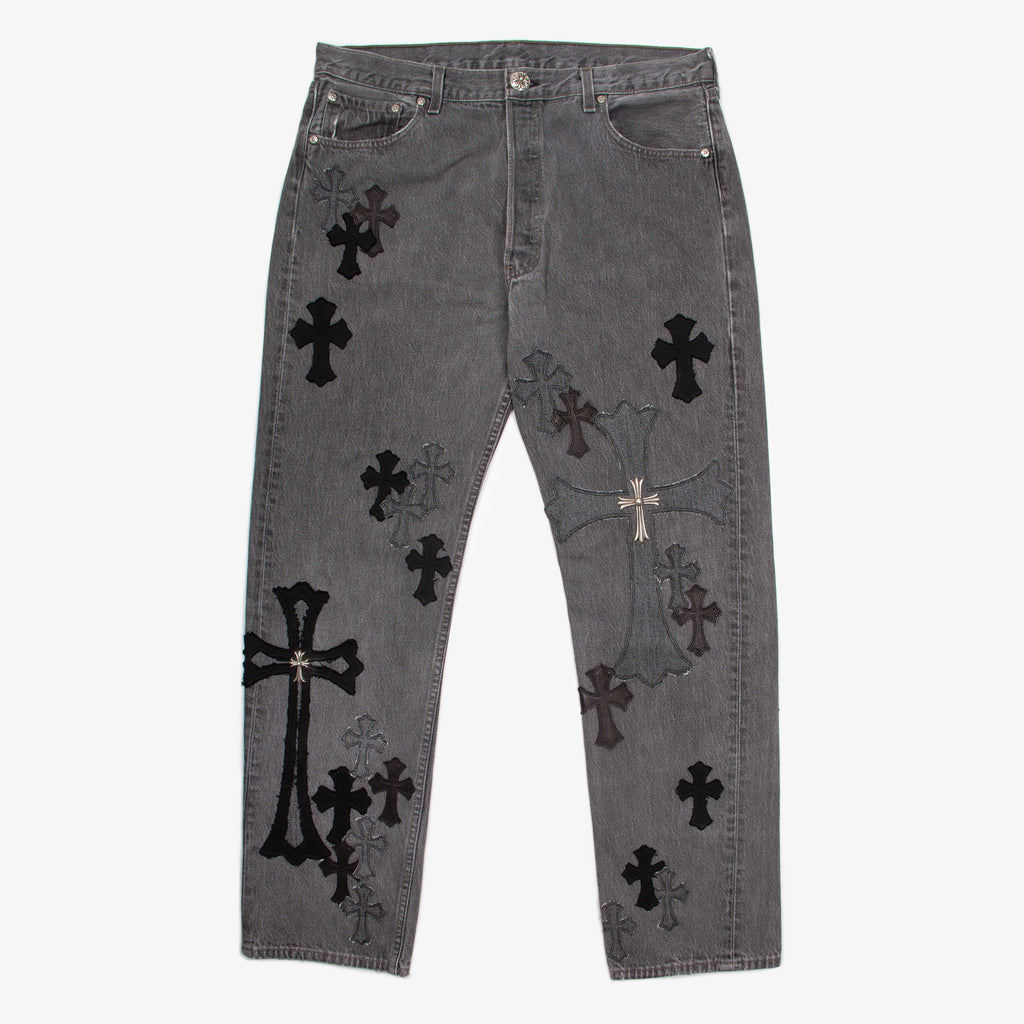 BLACK PATCHES ON PATCHES DENIM