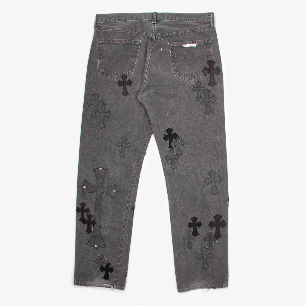 BLACK PATCHES ON PATCHES DENIM