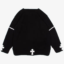 Load image into Gallery viewer, BLACK LEATHER PATCH CASHMERE SWEATER