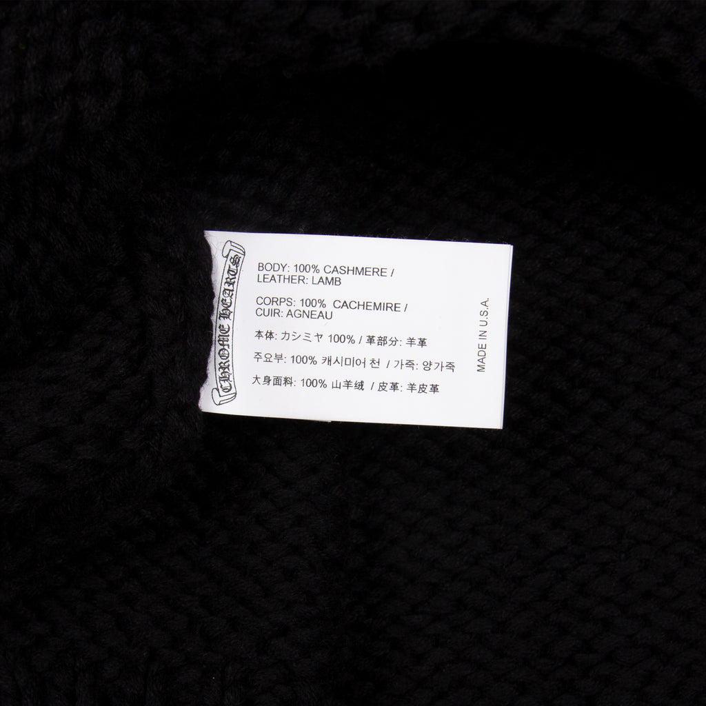 BLACK LEATHER PATCH CASHMERE SWEATER