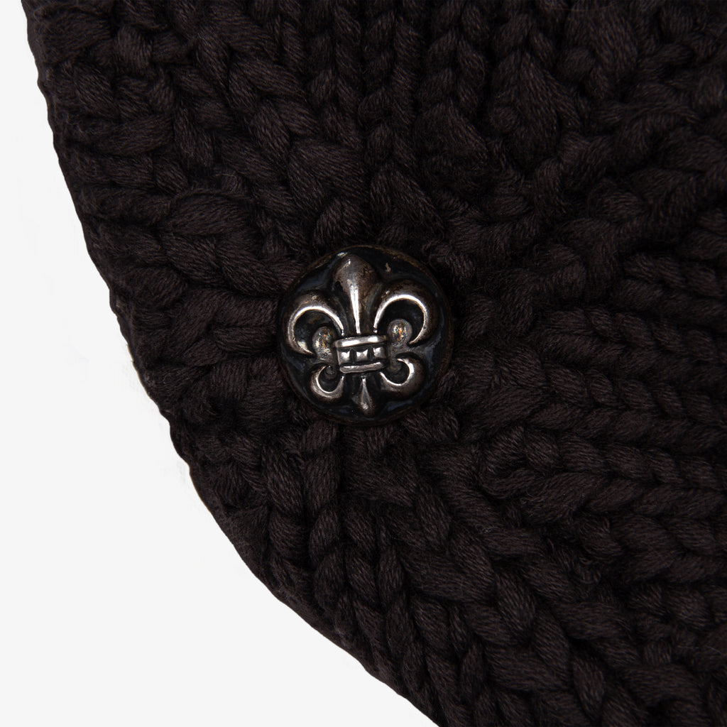 LEATHER FLEUR PATCH KNIT BEANIE