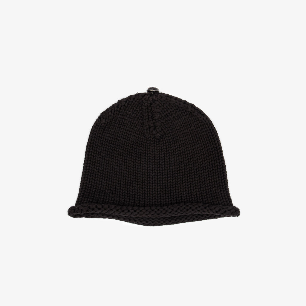 LEATHER FLEUR PATCH KNIT BEANIE