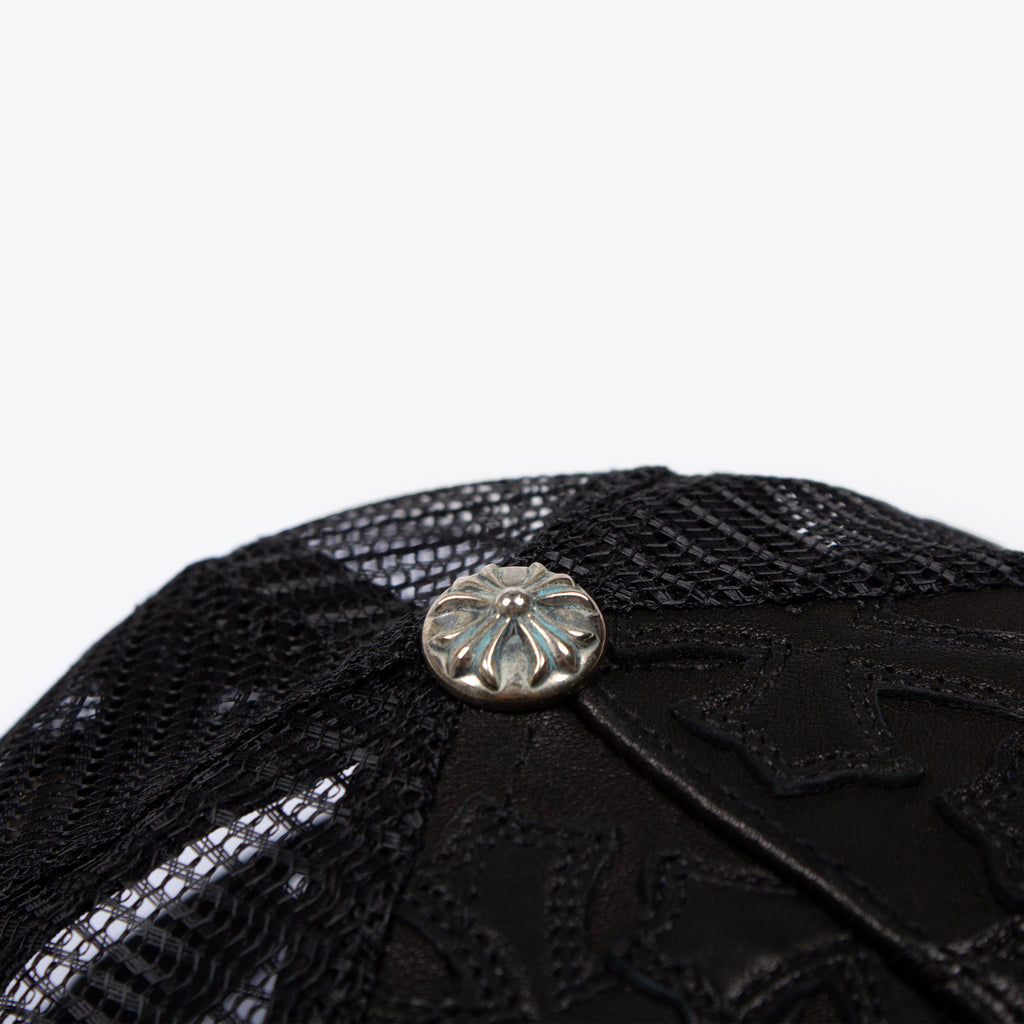 LEATHER CEMETERY CROSS PATCH TRUCKER