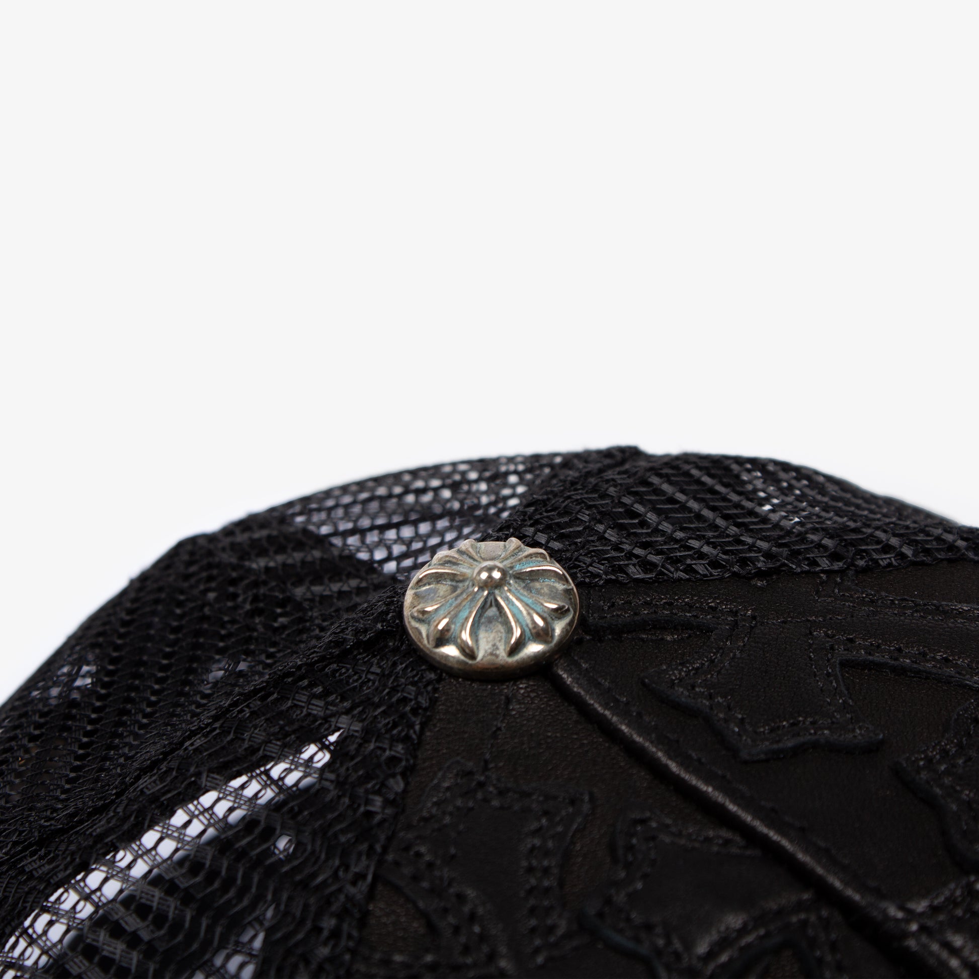 LEATHER CEMETERY CROSS PATCH TRUCKER