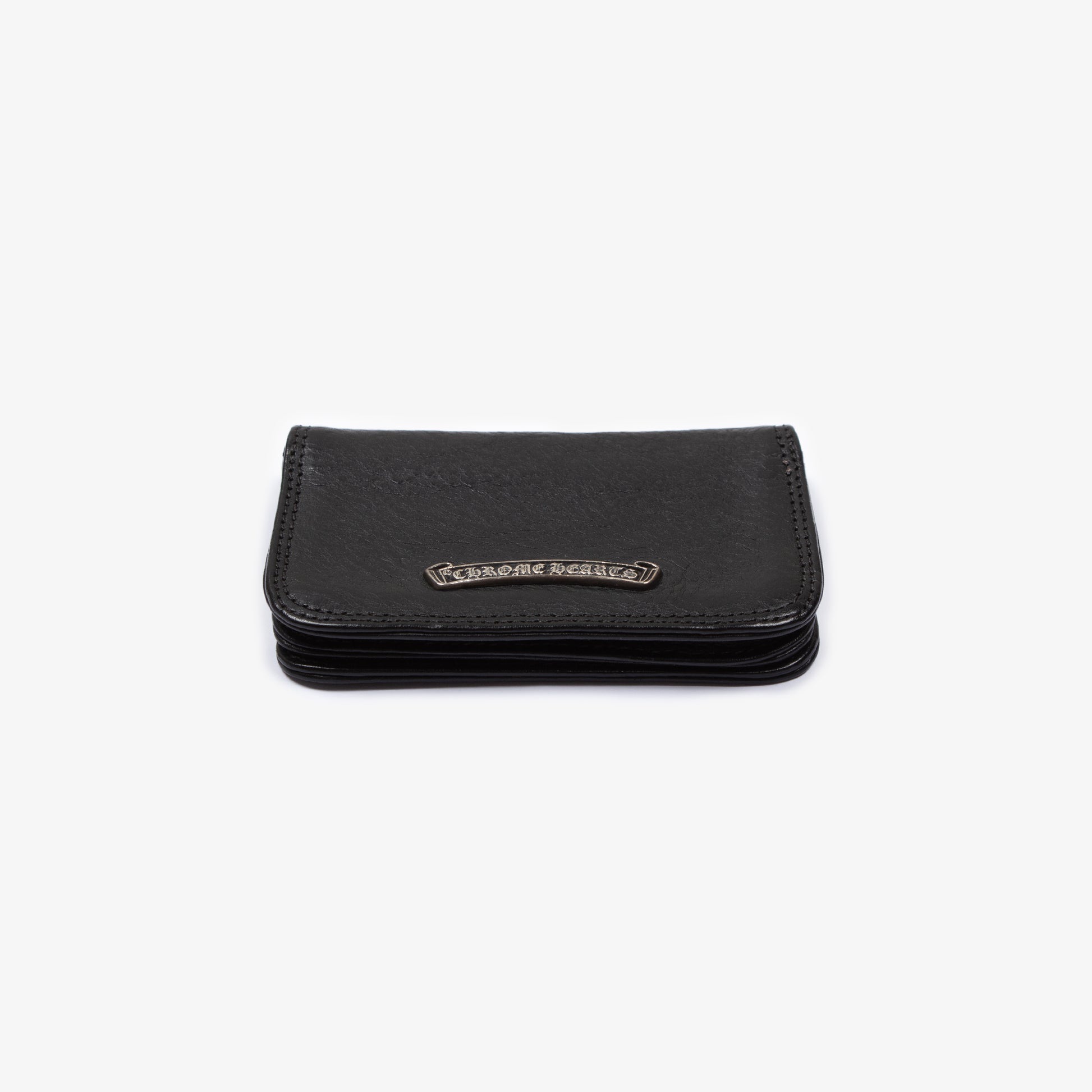 BLACK LEATHER SCROLLBAR WALLET