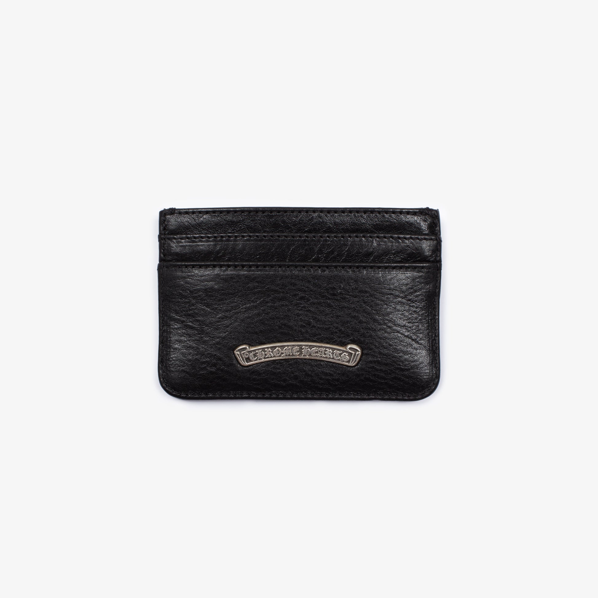 BLACK LEATHER SCROLLBAR CARD HOLDER