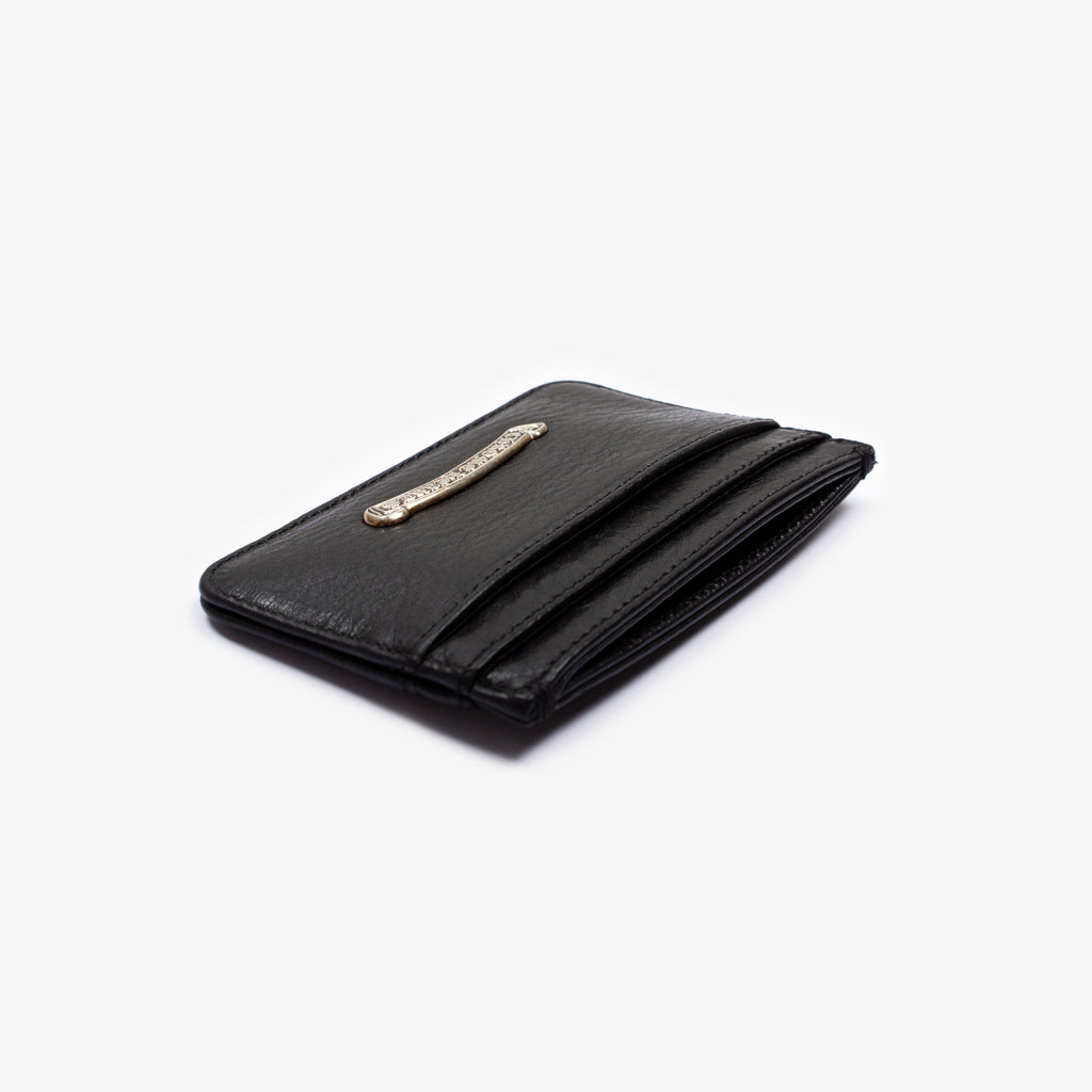 BLACK LEATHER SCROLLBAR CARD HOLDER