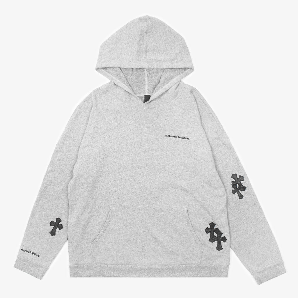 GREY CROSS PATCH HOODIE
