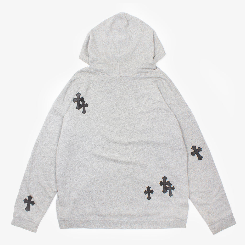 GREY CROSS PATCH HOODIE
