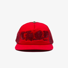Load image into Gallery viewer, RED CH NY LEATHER PATCH TRUCKER HAT