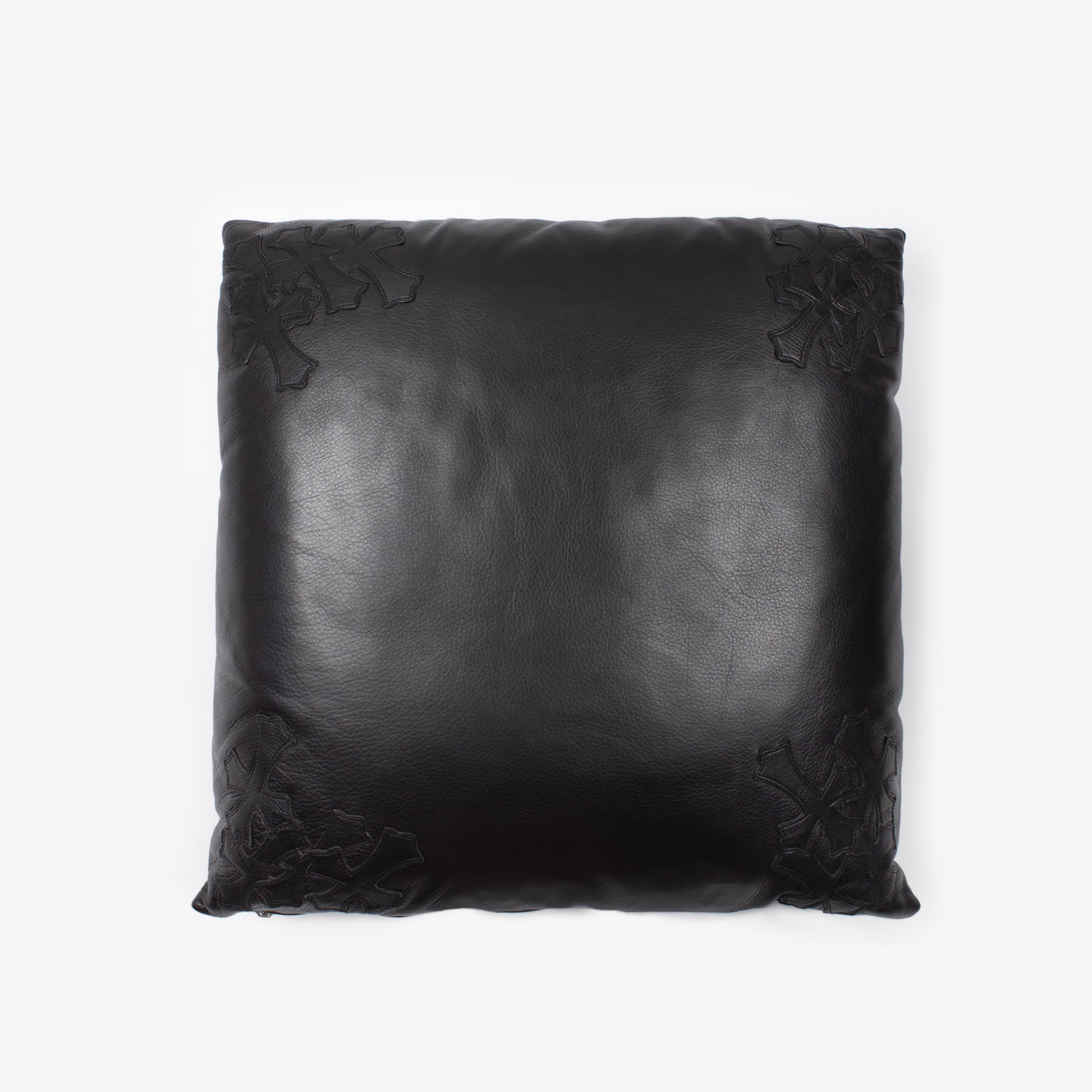BLACK CROSS PATCH LEATHER PILLOW XL