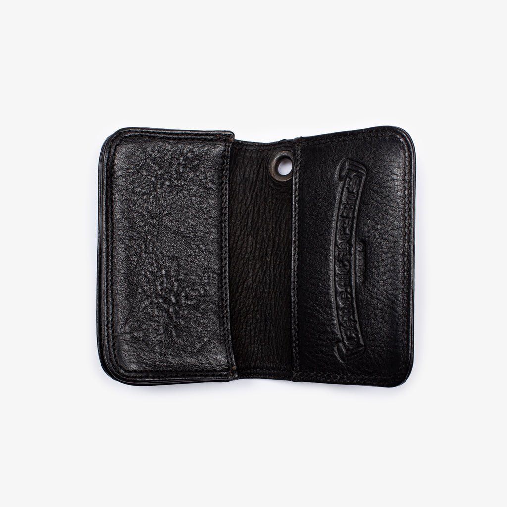 BLACK LEATHER SCROLLBAR WALLET