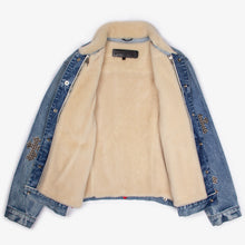 Load image into Gallery viewer, SHEARLING LINED CROSS PATCH TRUCKER JACKET (1/1)