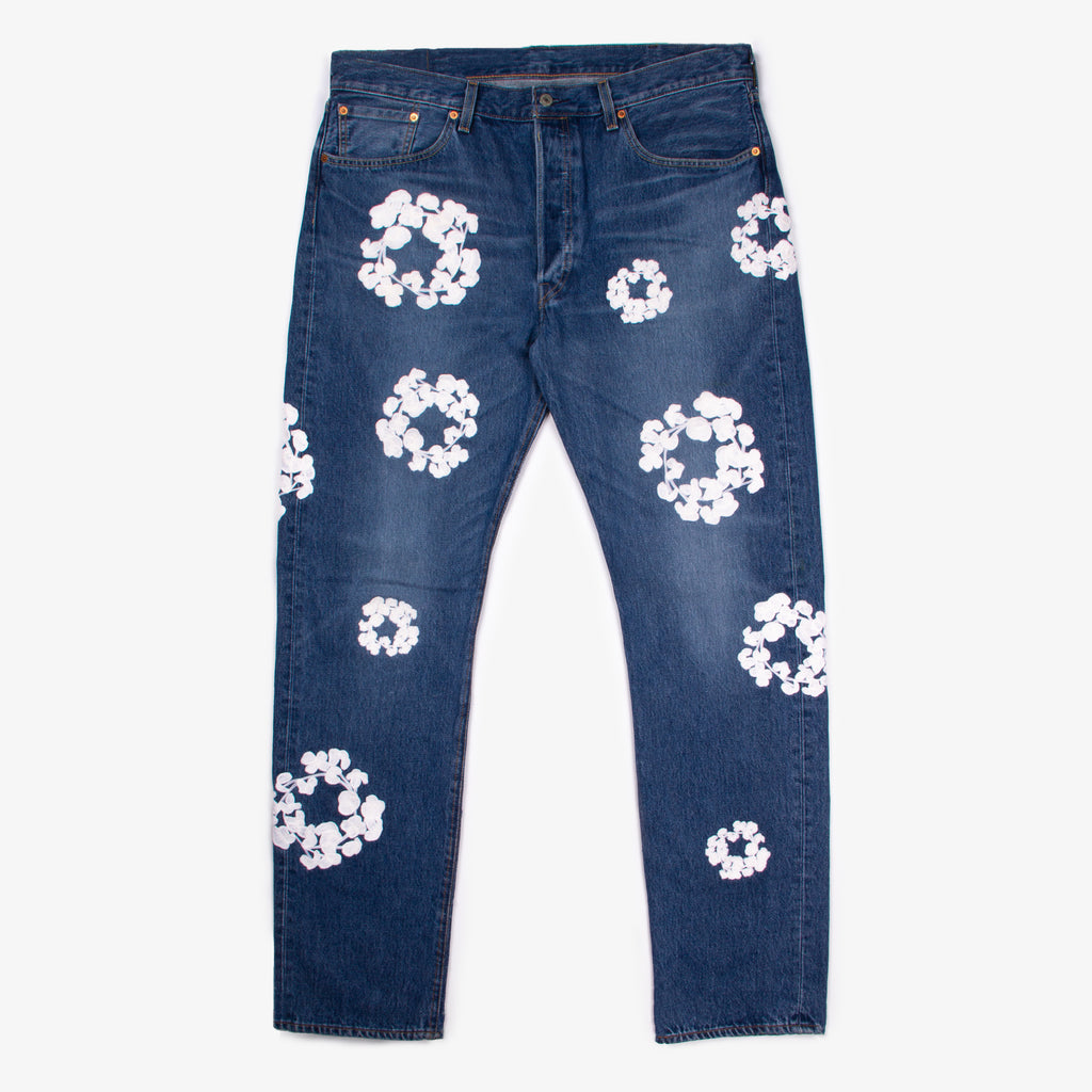 CHAIN STITCH COTTON WREATH DENIM