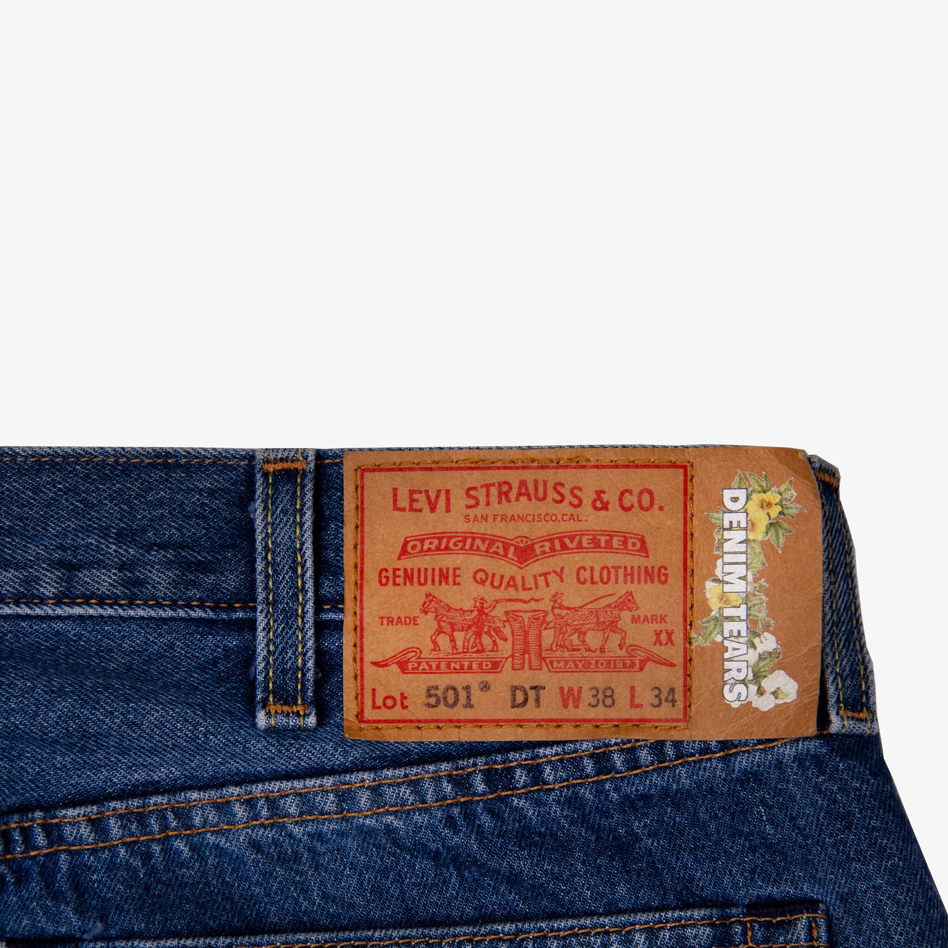 CHAIN STITCH COTTON WREATH DENIM