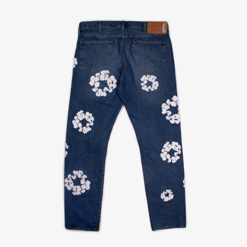 CHAIN STITCH COTTON WREATH DENIM