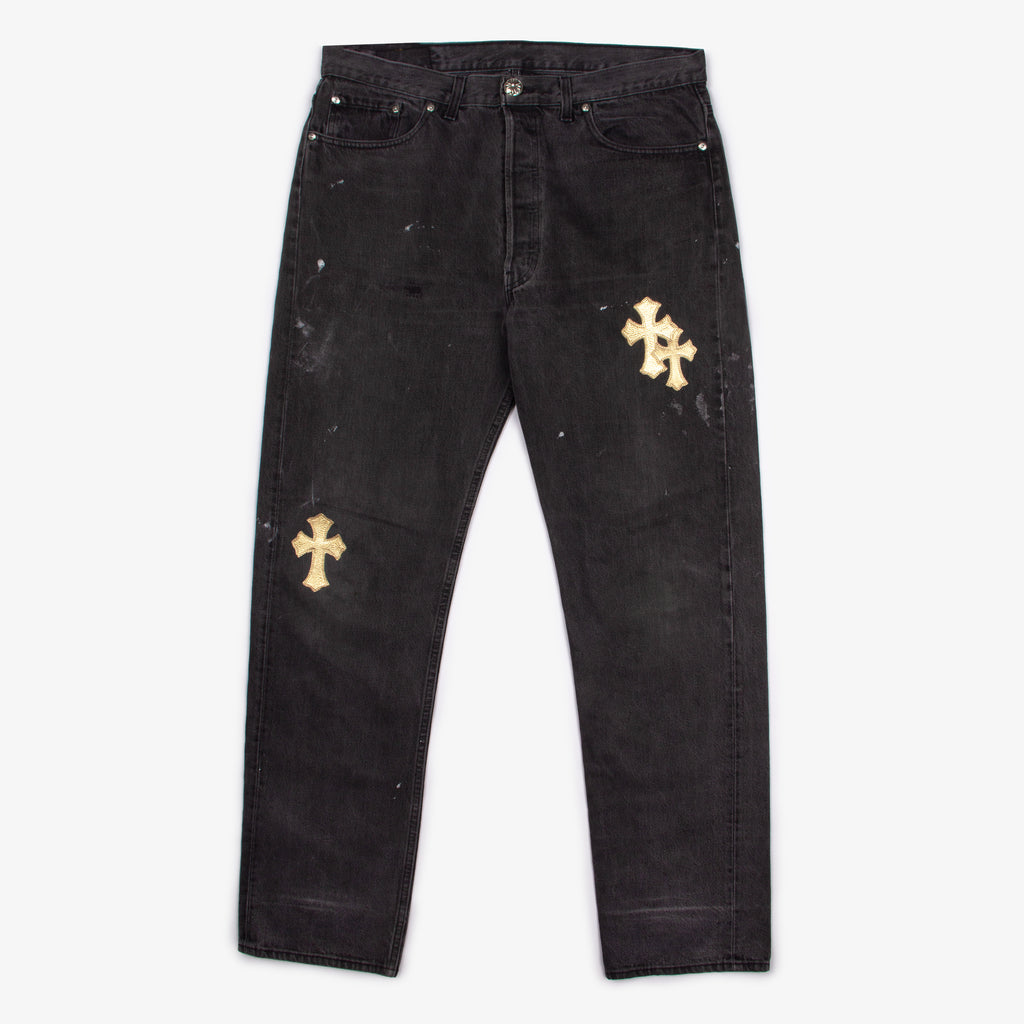 GOLD CROSS PATCH DENIM