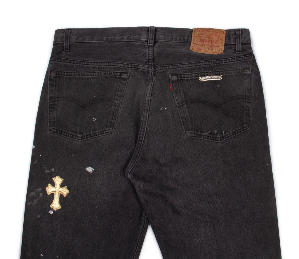 GOLD CROSS PATCH DENIM