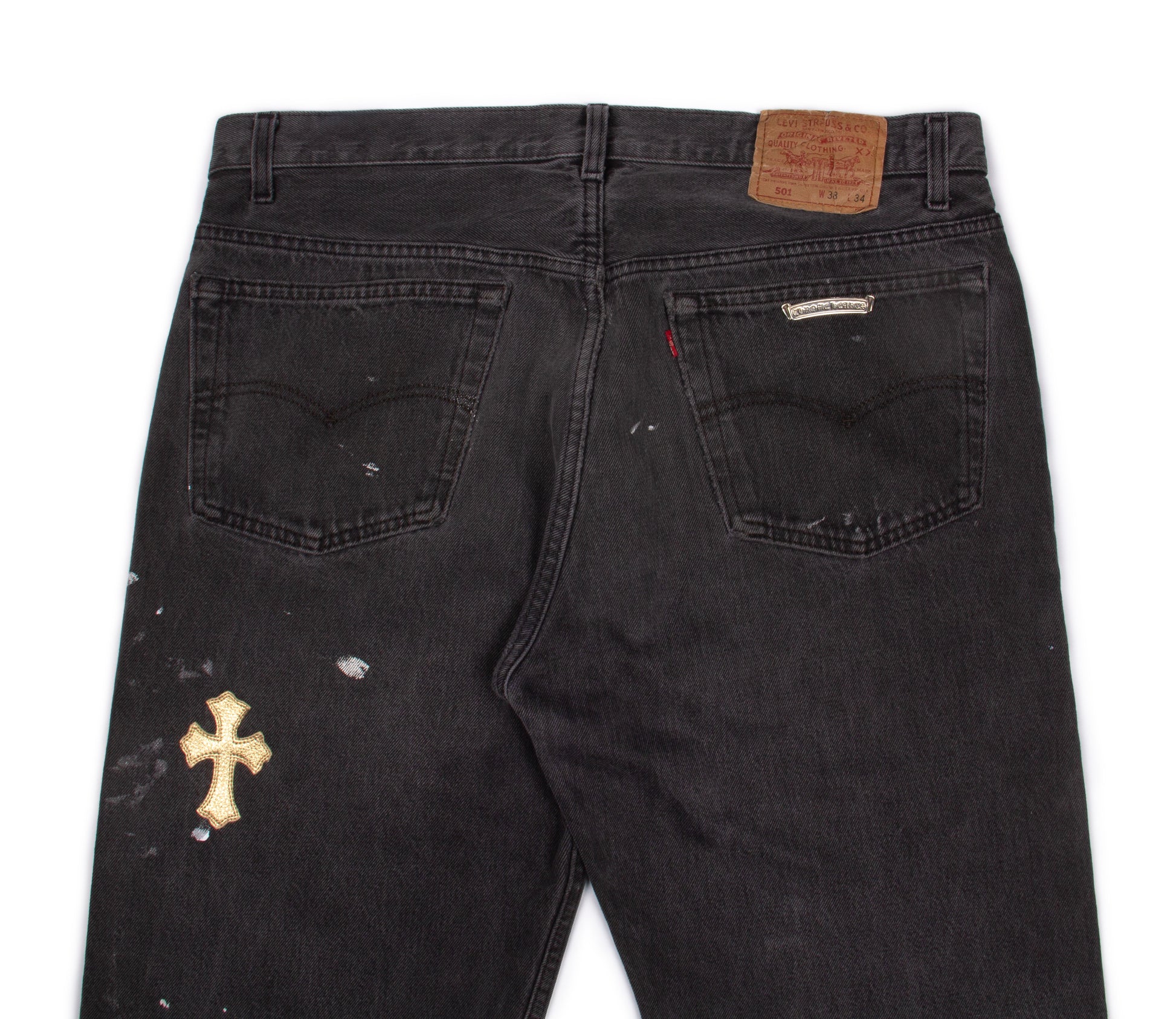 GOLD CROSS PATCH DENIM