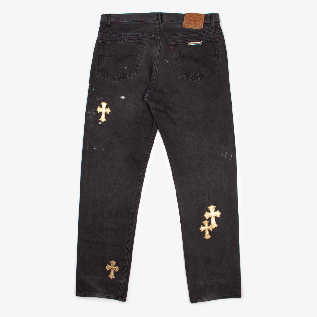 GOLD CROSS PATCH DENIM
