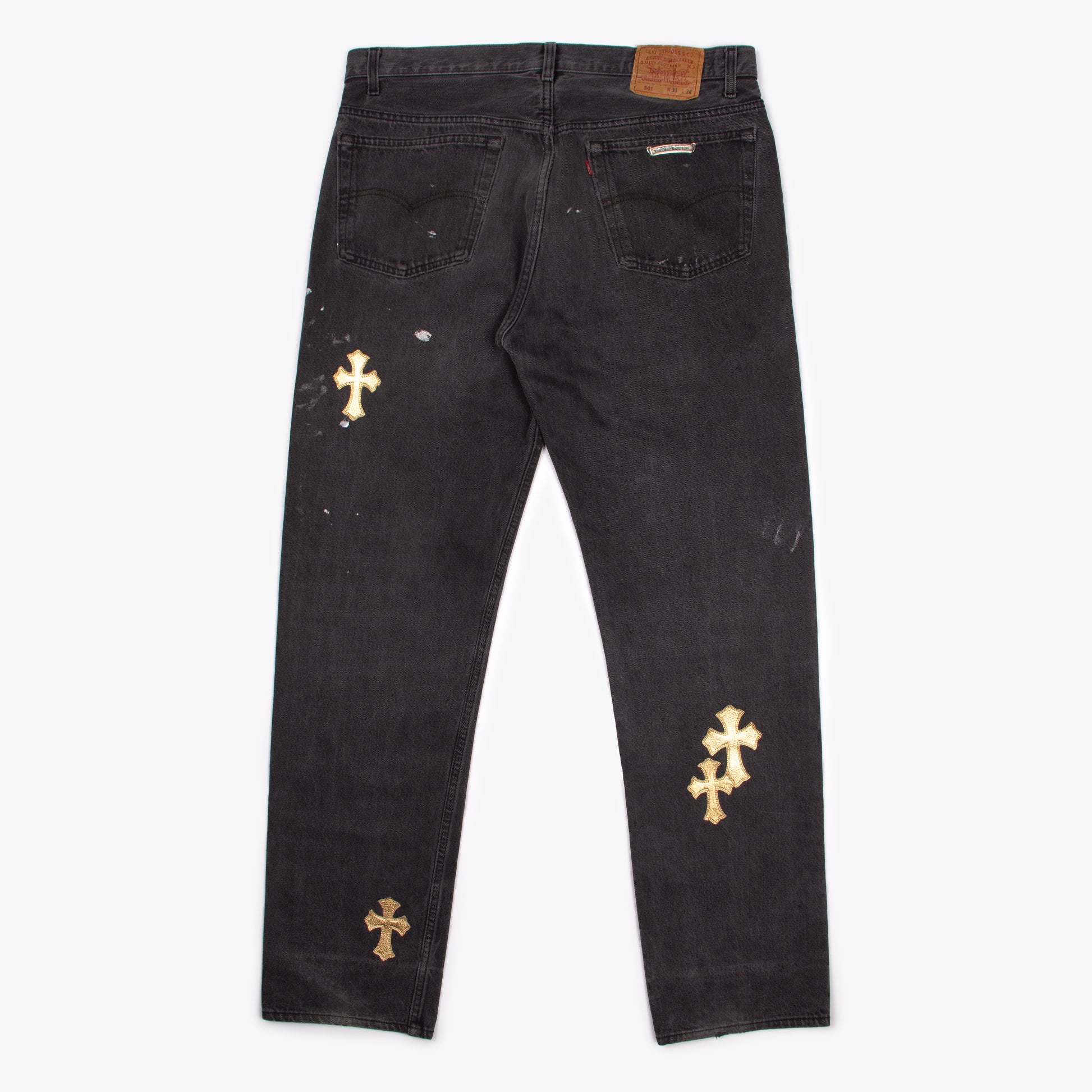 GOLD CROSS PATCH DENIM