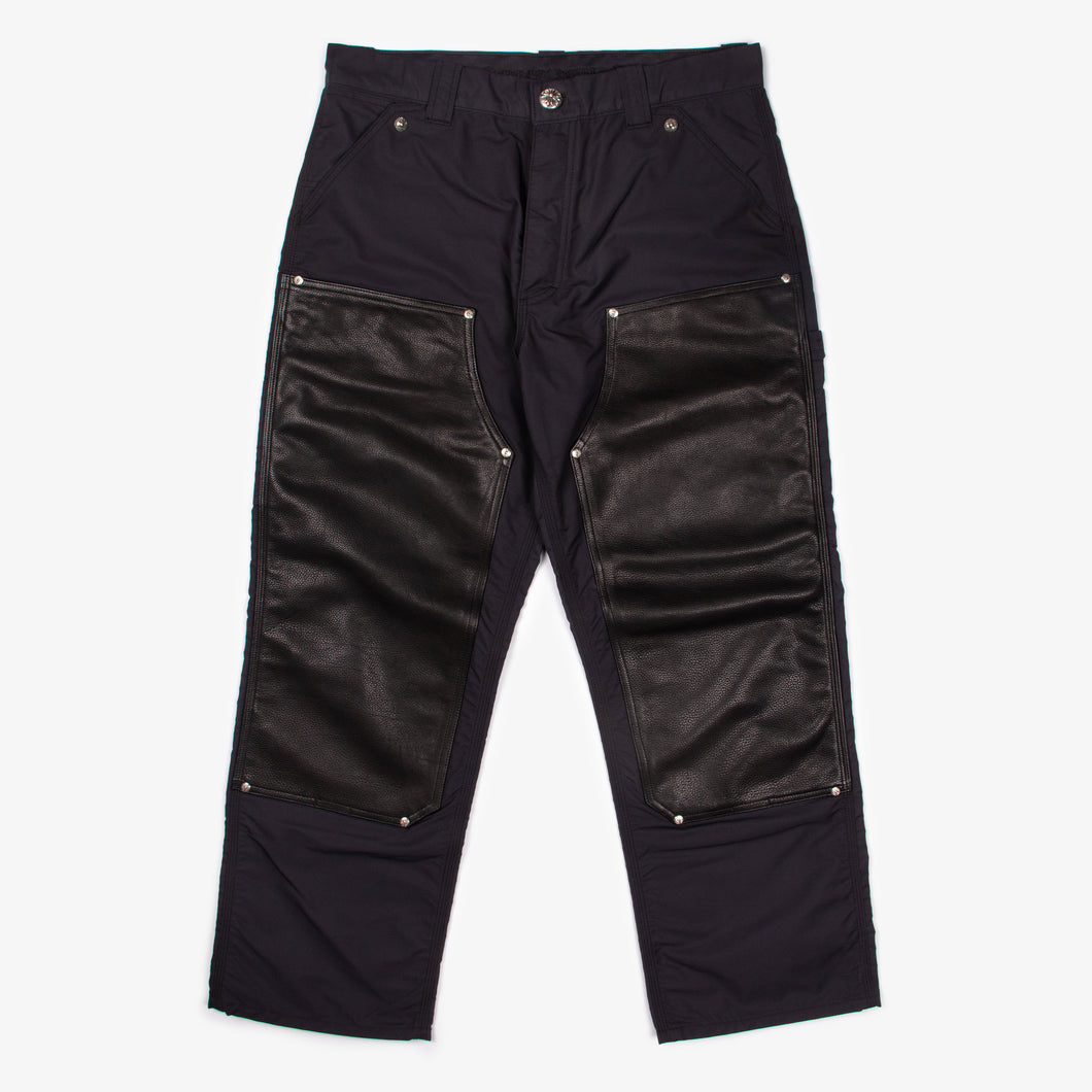 LEATHER KNEE CROSS PATCH CARPENTER PANT