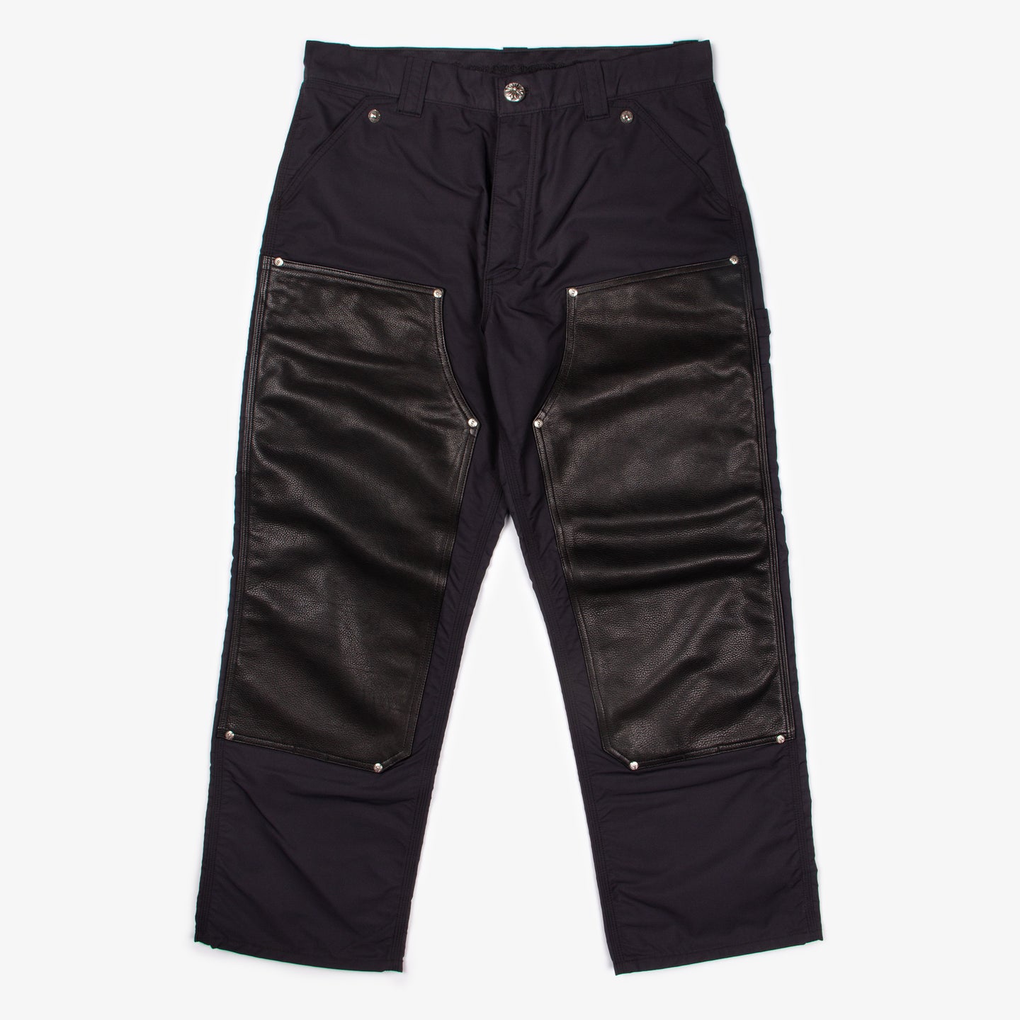 LEATHER KNEE CROSS PATCH CARPENTER PANT