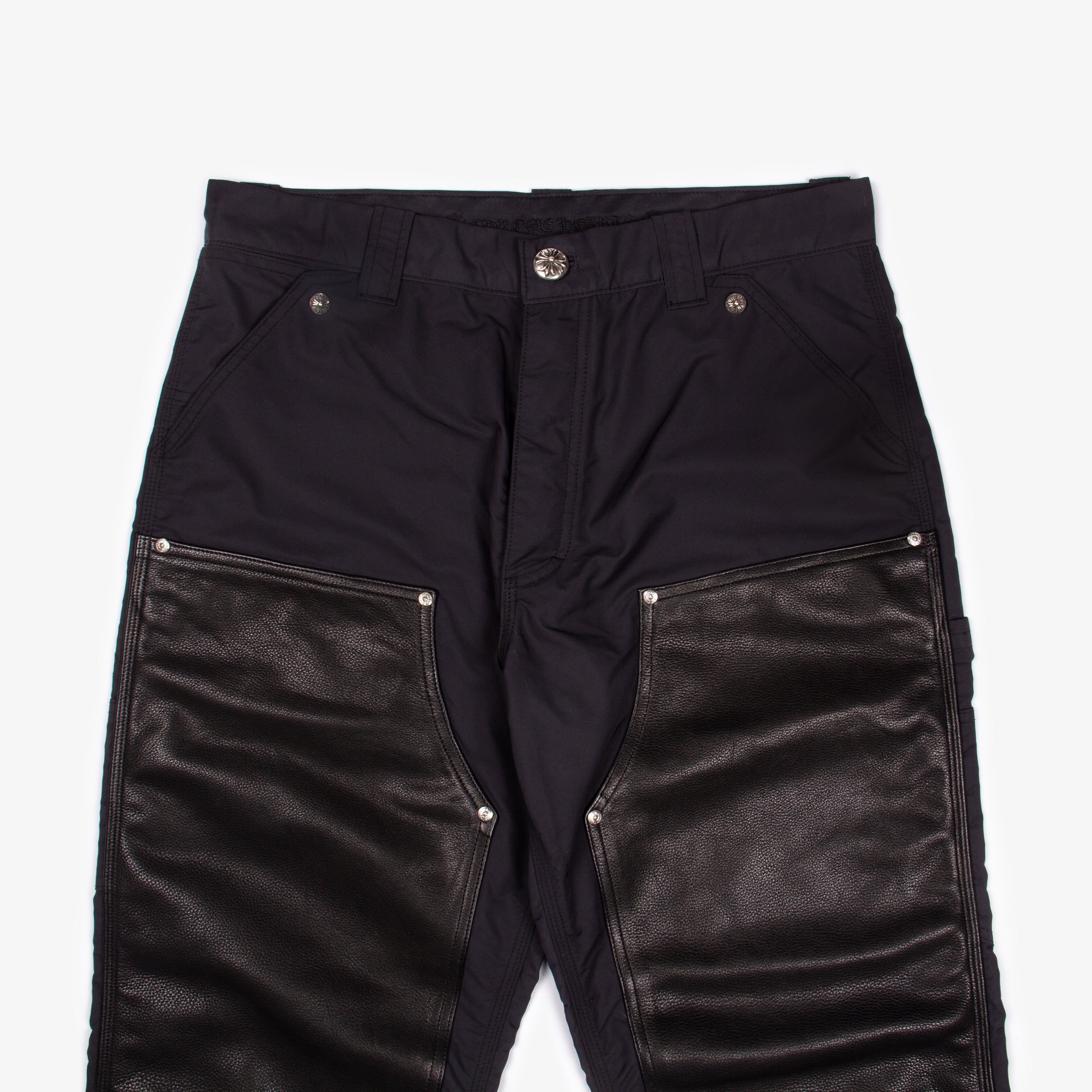 LEATHER KNEE CROSS PATCH CARPENTER PANT