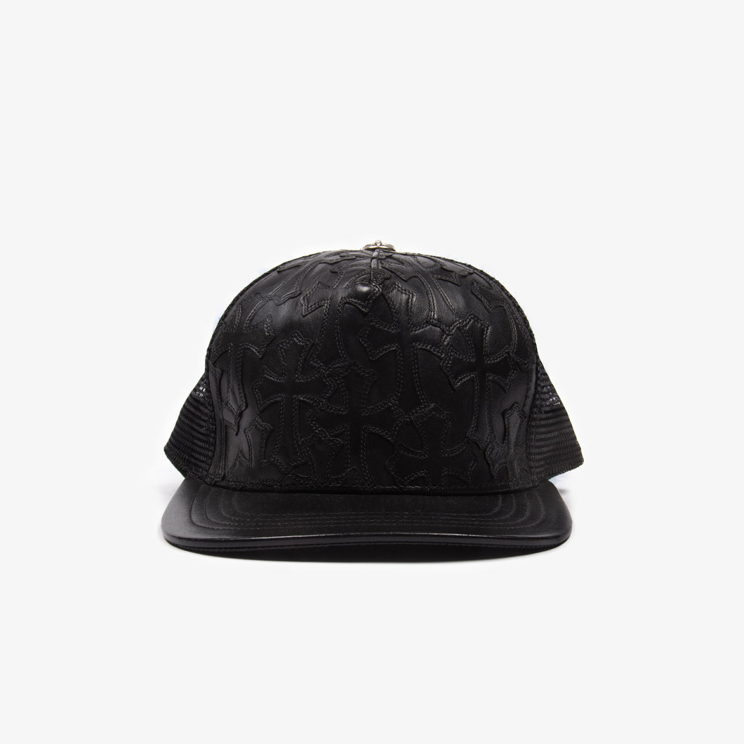 LEATHER CEMETERY CROSS PATCH HAT