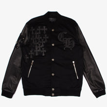 Load image into Gallery viewer, CROSS PATCH LEATHER VARSITY JACKET