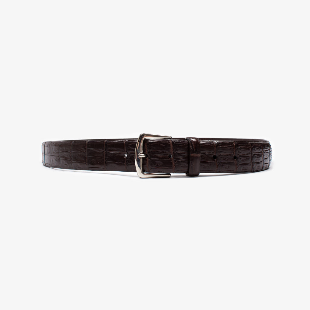 BROWN CROCODILE BELT