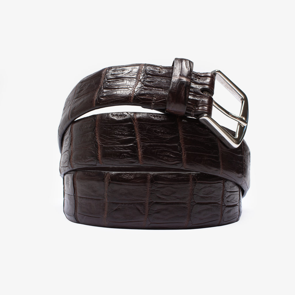BROWN CROCODILE BELT
