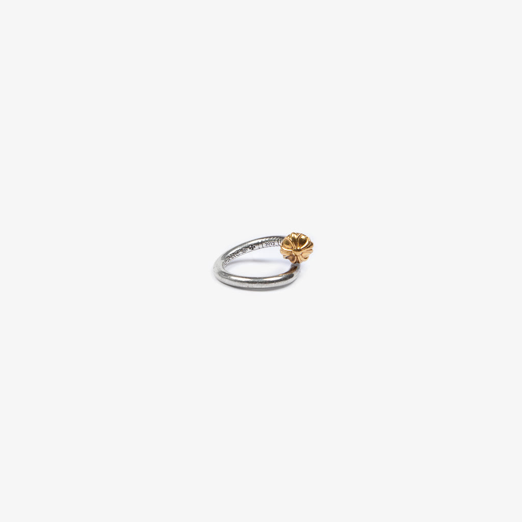 22K GOLD .925 TWO TONE NAIL CROSSBALL RING
