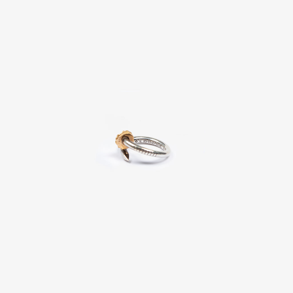 22K GOLD .925 TWO TONE NAIL CROSSBALL RING