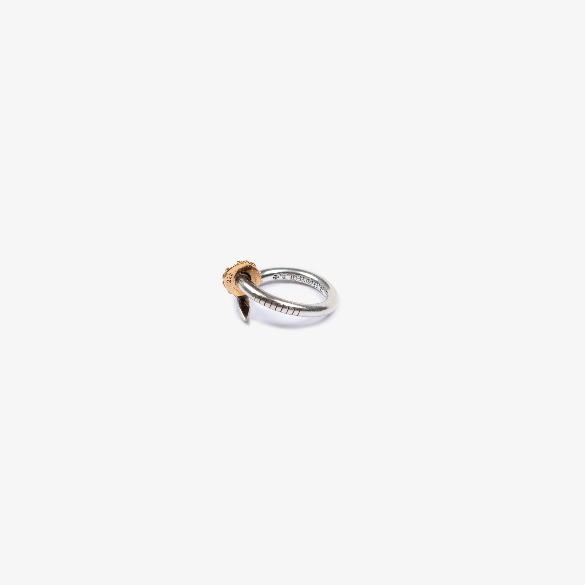 22K GOLD .925 TWO TONE NAIL CROSSBALL RING