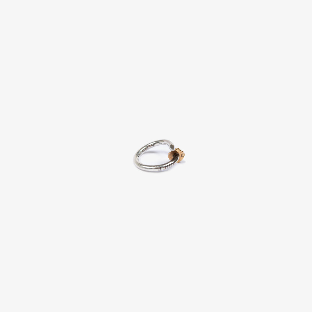 22K GOLD .925 TWO TONE NAIL CROSSBALL RING
