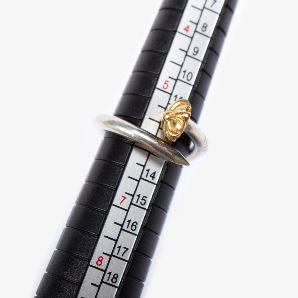 22K GOLD .925 TWO TONE NAIL CROSSBALL RING