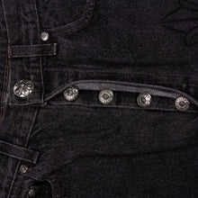 Load image into Gallery viewer, MIXED PURPLE CROSS PATCH STENCIL DENIM