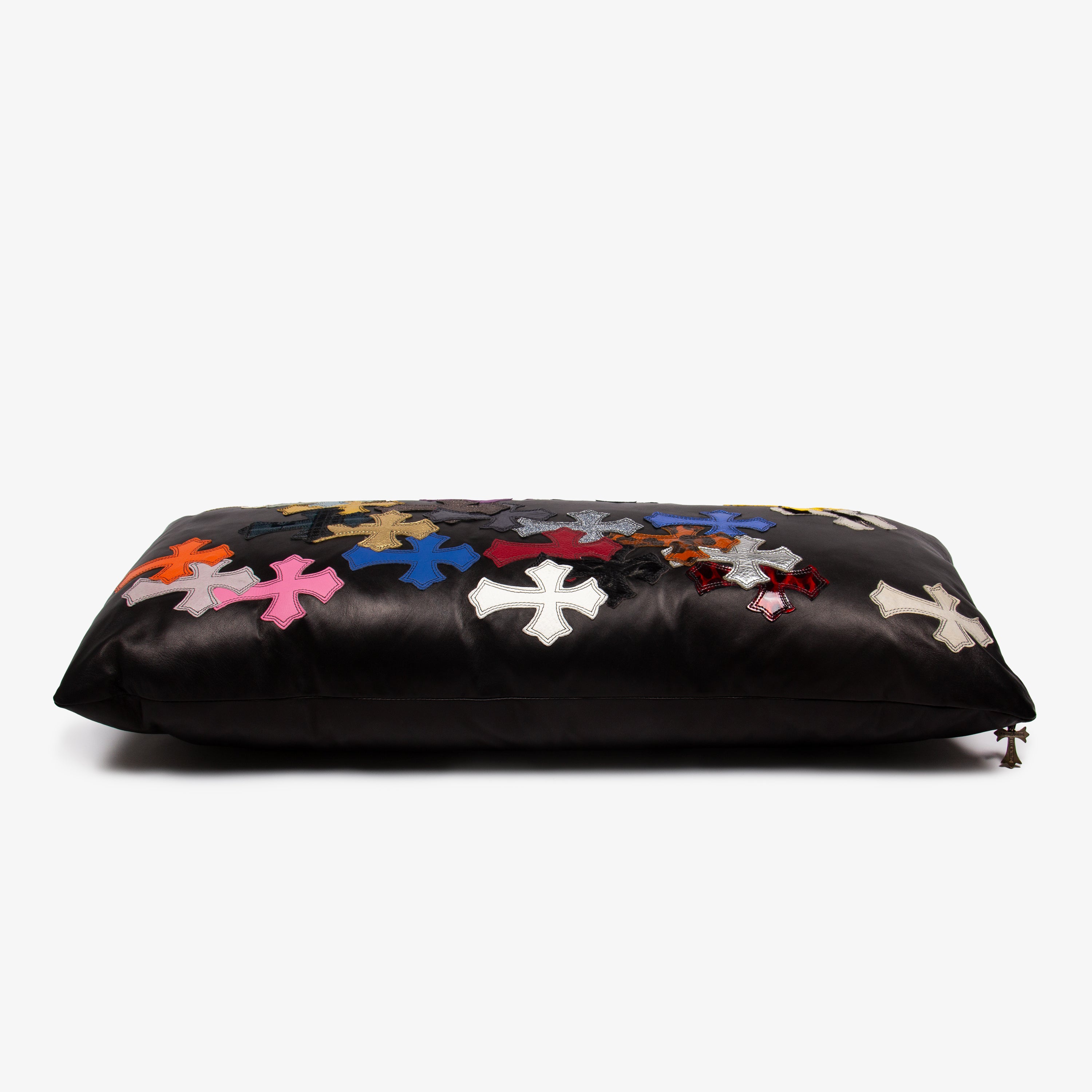 MULTI CROSS PATCH LEATHER PILLOW