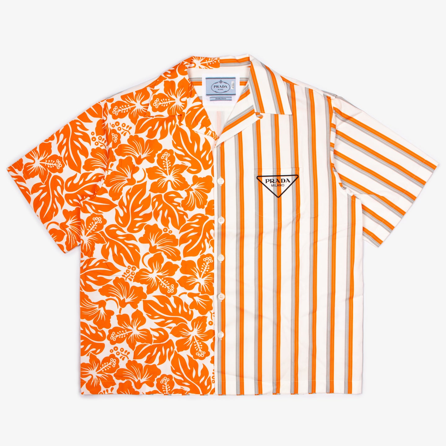 ORANGE DOUBLE MATCH SHORT SLEEVE BUTTON UP