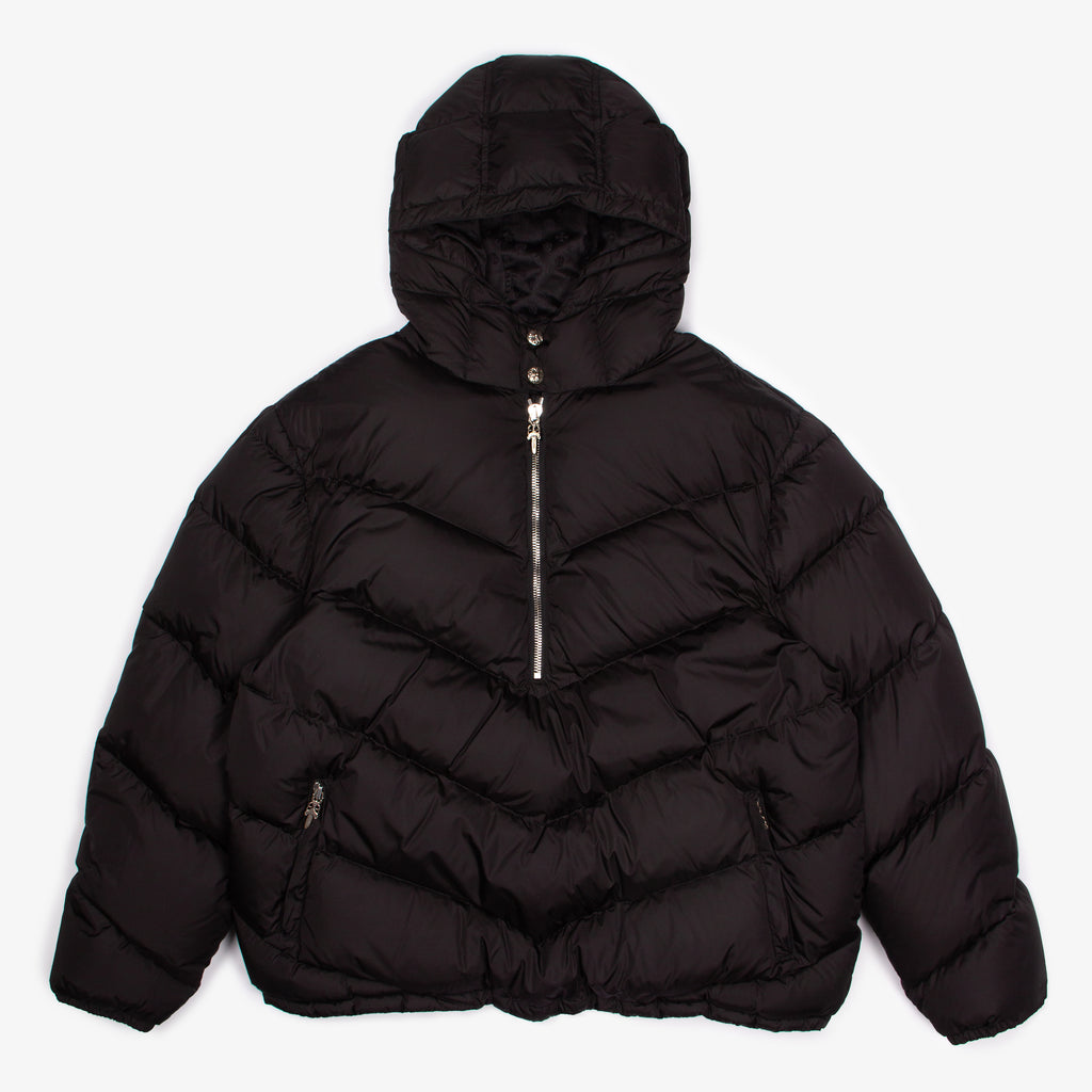 BLACK QUARTER ZIP DOWN PUFFER