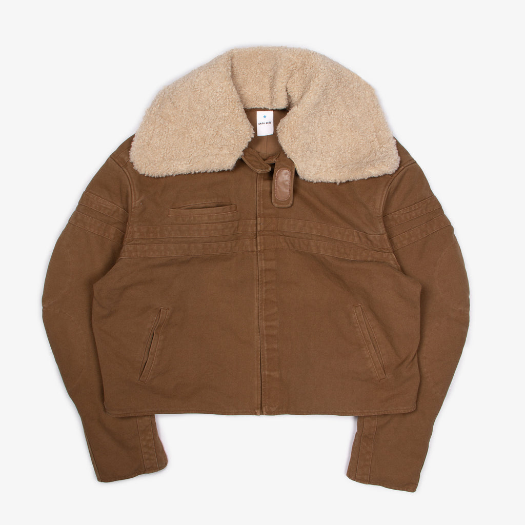 BROWN CROPPED CANVAS BIKER