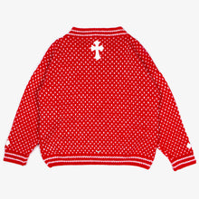 Load image into Gallery viewer, RED LEATHER PATCH CASHMERE SWEATER