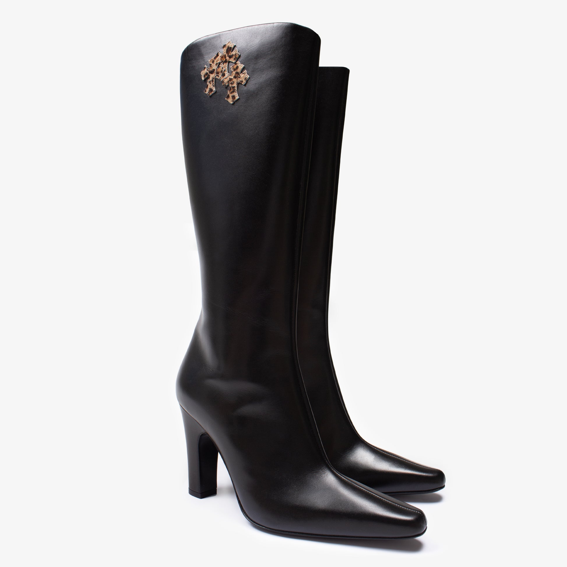 BLACK LEOPARD PATCH SUGAR JONES BOOT