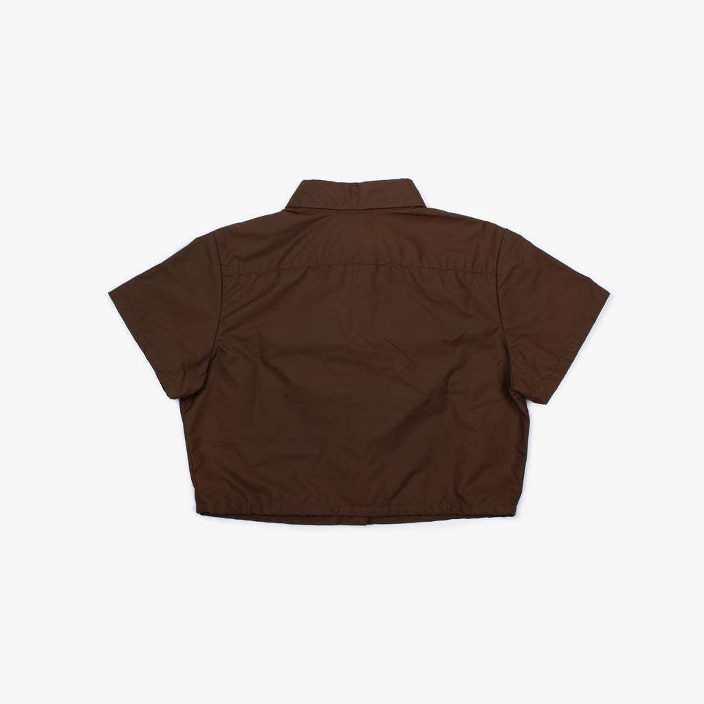 PINK PATCH NYLON CROPPED SHIRT